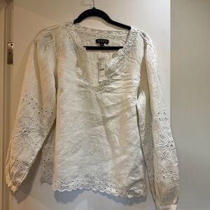 J. Crew Women's White Eyelet Blouse